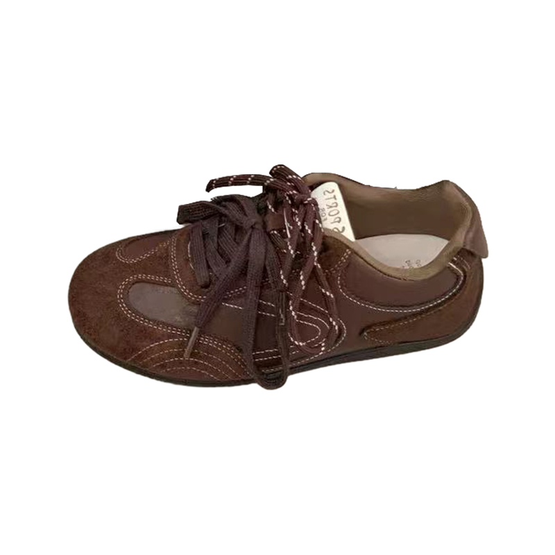 西遇（Westlink）復(fù)古德訓(xùn)鞋女新款秋冬美拉德賽車鞋輕便平底休閑運動鞋 棕色 預(yù)售15天 39 (245) 預(yù)售15天