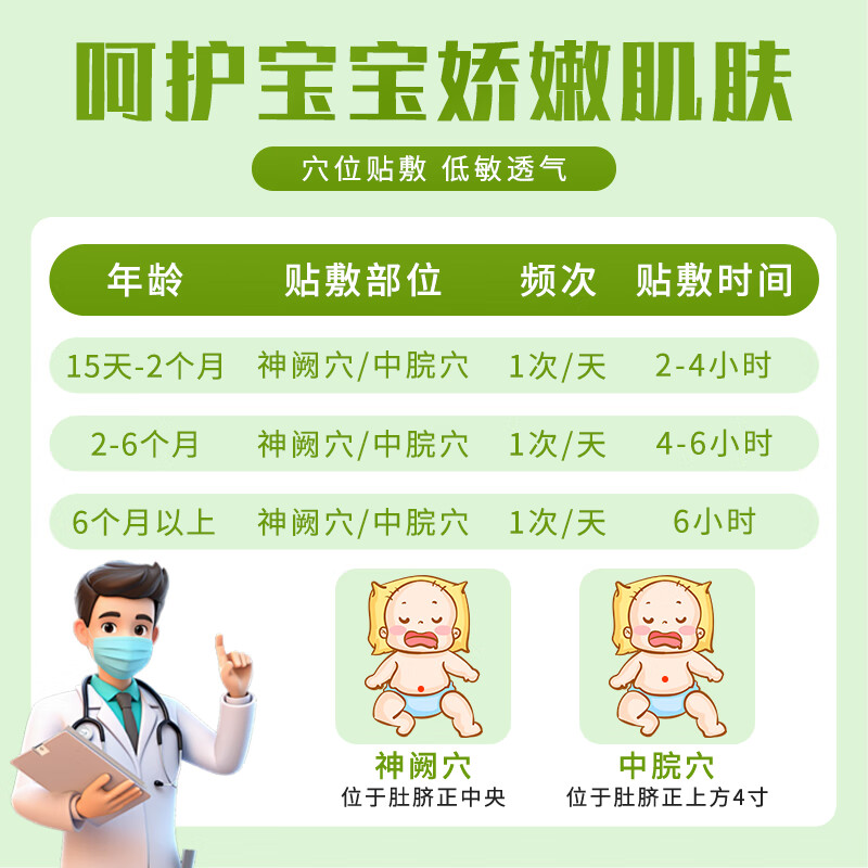 先为消食健脾贴胀气贴肚脐贴鸡内金健脾贴0-3个月婴幼儿胀气贴脾胃贴 一盒（共6贴）
