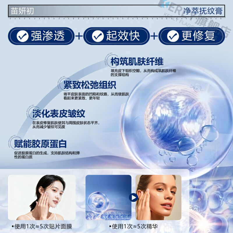 KERLY苗妍初净萃抚纹膏【官方旗舰】紧致抗皱淡化法令纹肥胖纹川字纹 【巩固装】买三赠二 5支装 官方直售