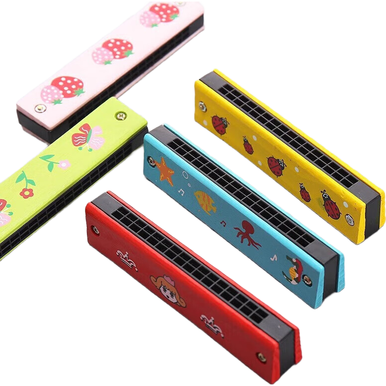 儿童木质小口琴创意音乐早教玩具初学吹奏乐器16孔口风琴金属口琴 木质口琴 1个