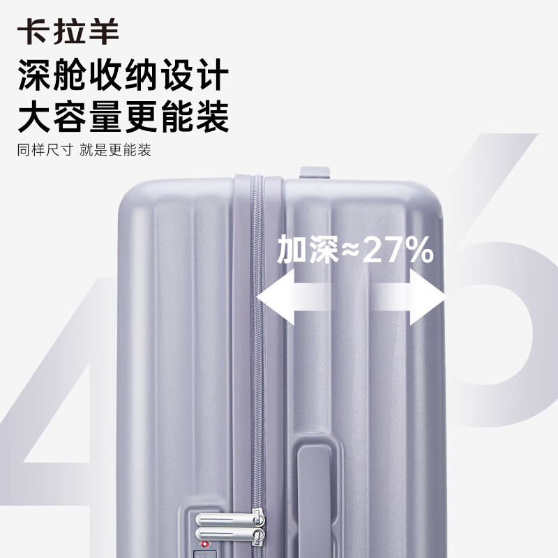 卡拉羊【46开小深仓】纯PC轻巧坚固防刮抗摔行李箱学生拉杆箱CX8134 星光蓝【合金质感,静音轴承万向轮顺滑耐用】 20英寸 【单人短途游,三边之和小于115cm,可登机】