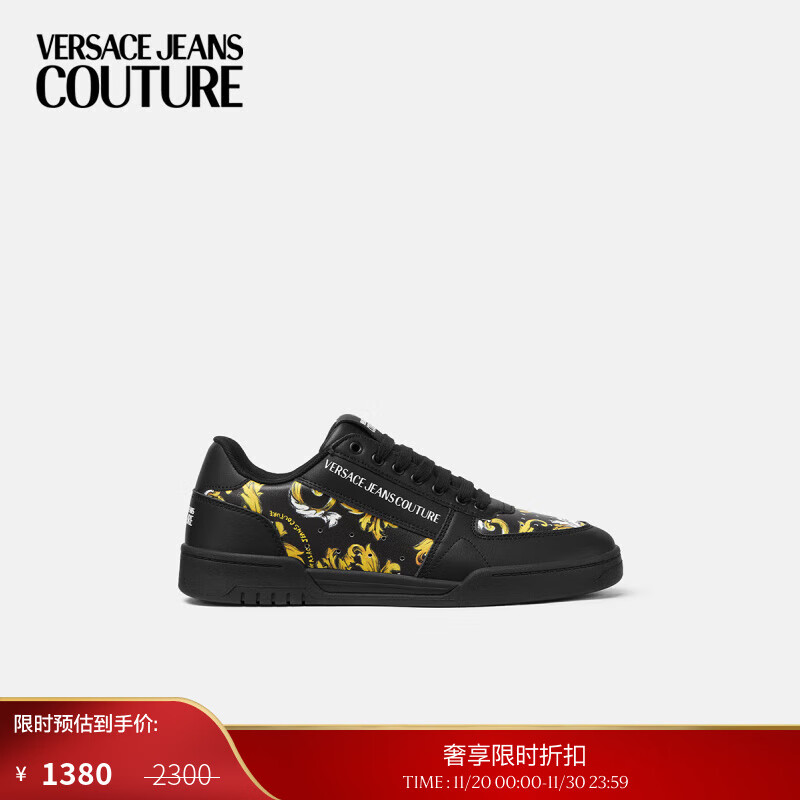 VERSACE JEANS COUTURE/【季末优惠】男士运动鞋 EG89-黑色+金色 40