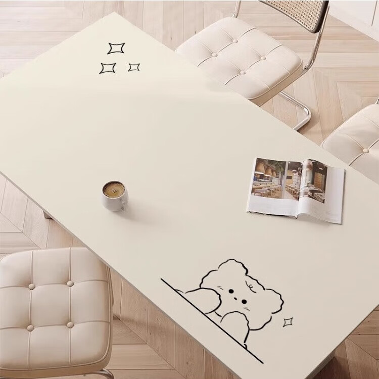 无印良品【抗菌净油】桌面保护垫防水防油桌布茶几桌垫防烫免洗餐桌垫桌布 小狗心动 60*120CM