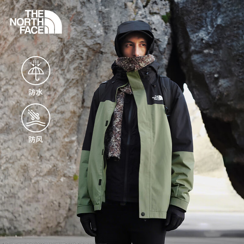 北面（The North Face）硬壳冲锋衣男三合一SANGRO抓绒内胆防风防水保暖25秋冬款|89ZP D0L/绿色 XL /180