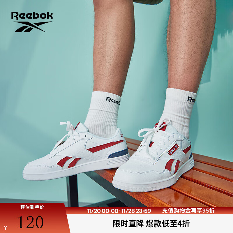 Reebok锐步官方男女鞋COURT ADVANCE时尚休闲复古板鞋 GZ9631 白/红/藏蓝 42 (27cm),US: 9