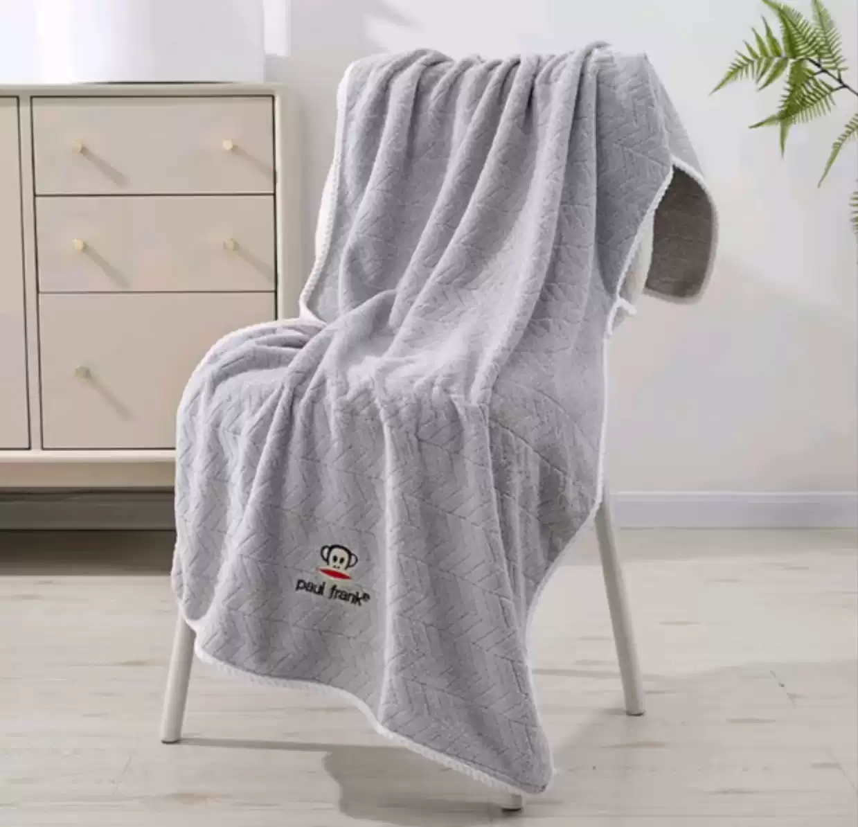 无宜良品7A抗菌正品加厚绒卡通浴巾家用男女洗澡裹身柔软吸水不掉毛速干 猴浴巾7A抗菌灰色1条70*130 默认