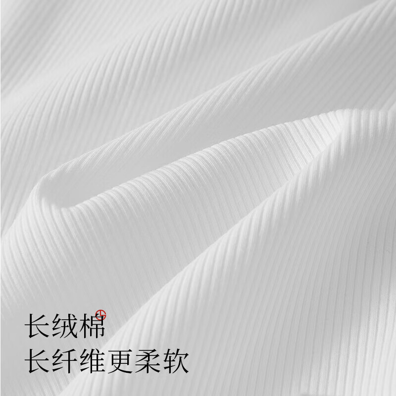 金利来（Goldlion）男士T恤男夏季圆领长绒棉短袖透气吸汗宽松休闲内搭打底衫纯色 月白 L (170) /170