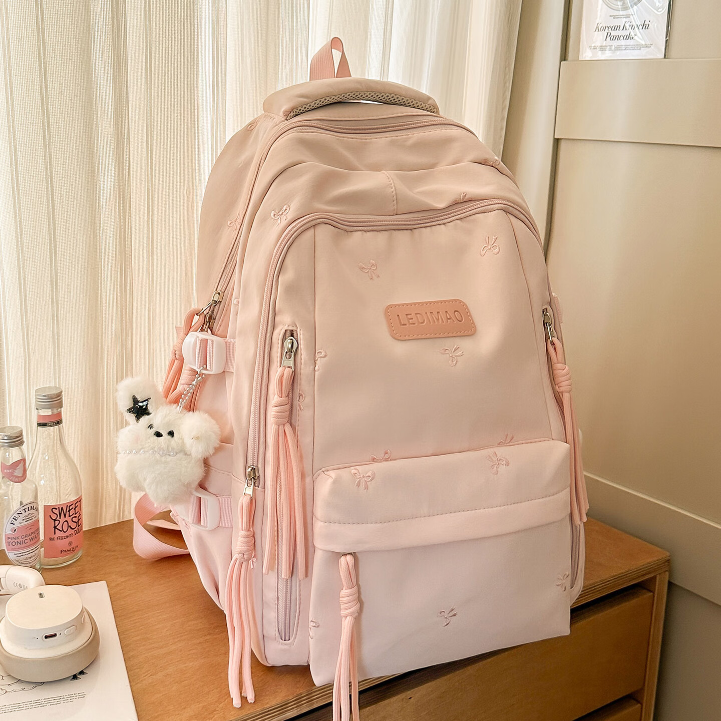 CLBD书包ins风韩系小众初高中生高颜值双肩包女简约大容量小学生背包 蓝色