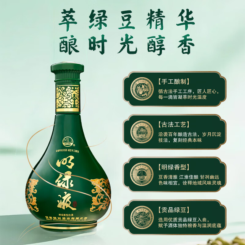老明光42度450ml*2明绿液酒具礼盒纯粮固态酿造 明绿香型明绿液白酒礼盒 42%vol 450mL 2瓶 1盒·赠42度150ml明绿液*1