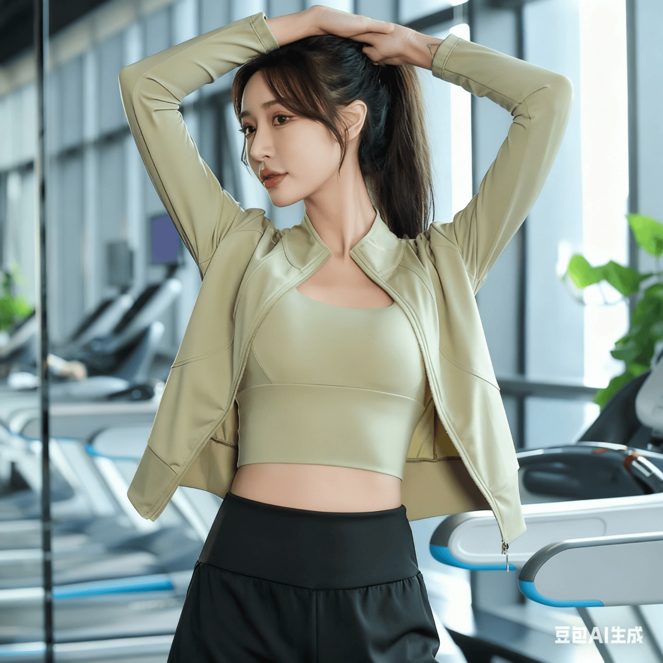 铂呐苓 瑜伽服女套装三件套健身服跑步运动套装女普拉提训练速干服 瑜伽服【黑+绿外套】 L