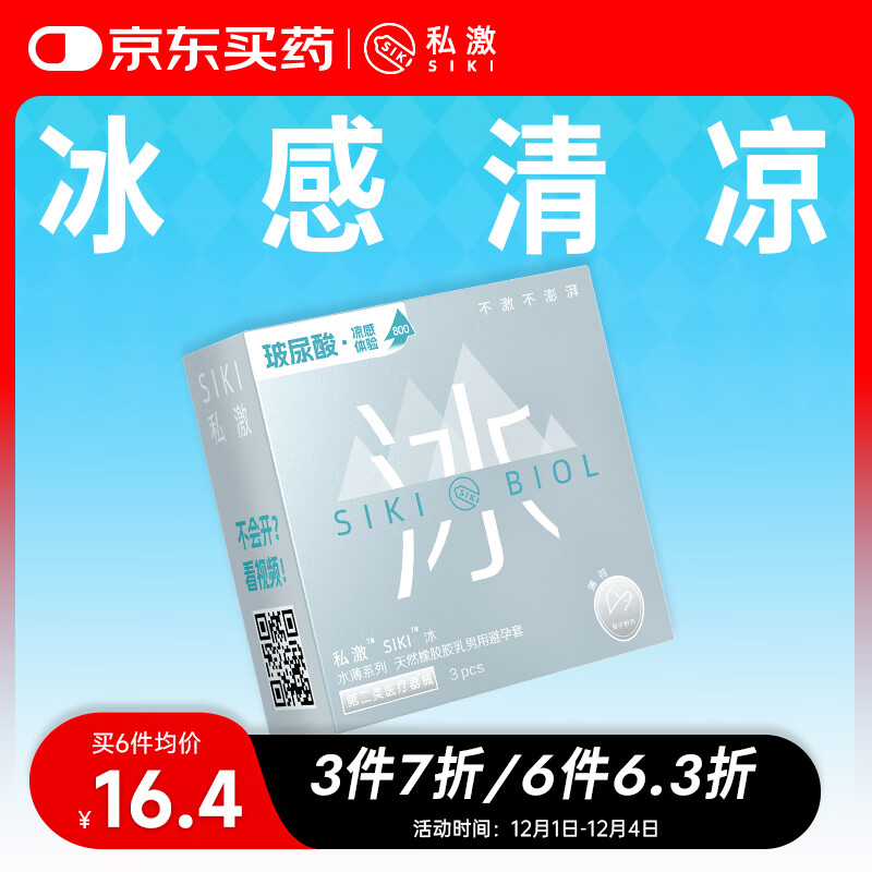 SIKI私激冰感玻尿酸避孕套超薄003安全套TT男用情趣凉爽3只装