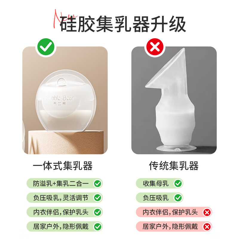 布比熊 BUBBLE BEAR集奶器母乳收集孕妇漏奶接奶器神器防溢集乳器吸乳护罩防溢乳垫 【新升级】一体式集奶器+收纳盒*2