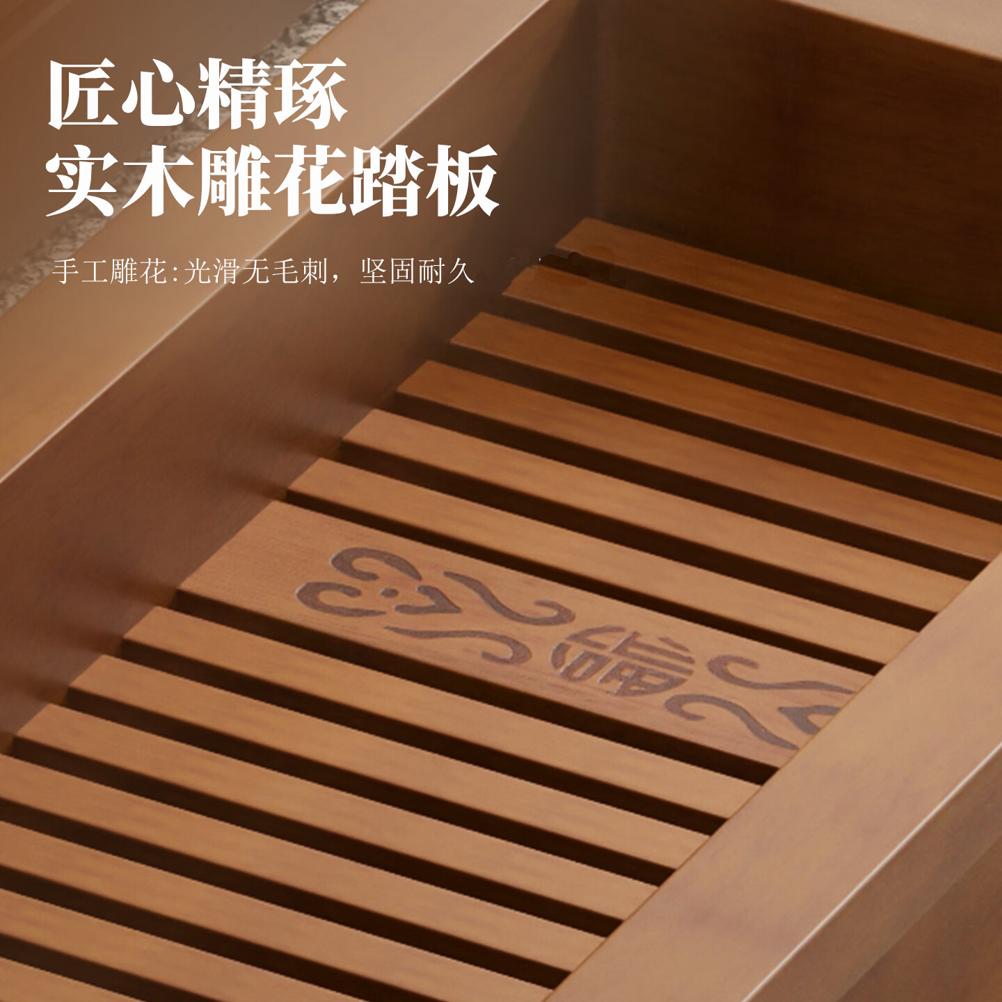 红健实木取暖器家用暖脚器烤火炉电火箱火桶冬季暖足器电火盆火炉子 印花实木-双人款60*39*22cm