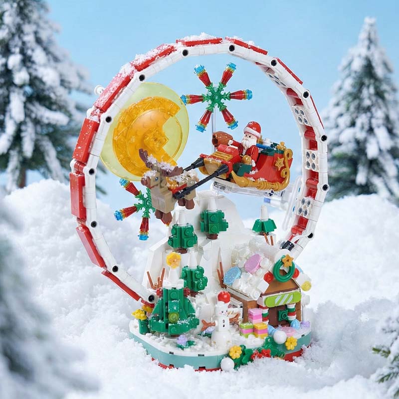 哲高圣诞节礼物创意拼装积木圣诞摩天轮圣诞老人玩具送朋友男女生 圣诞摩天轮(带灯光)-878PCS
