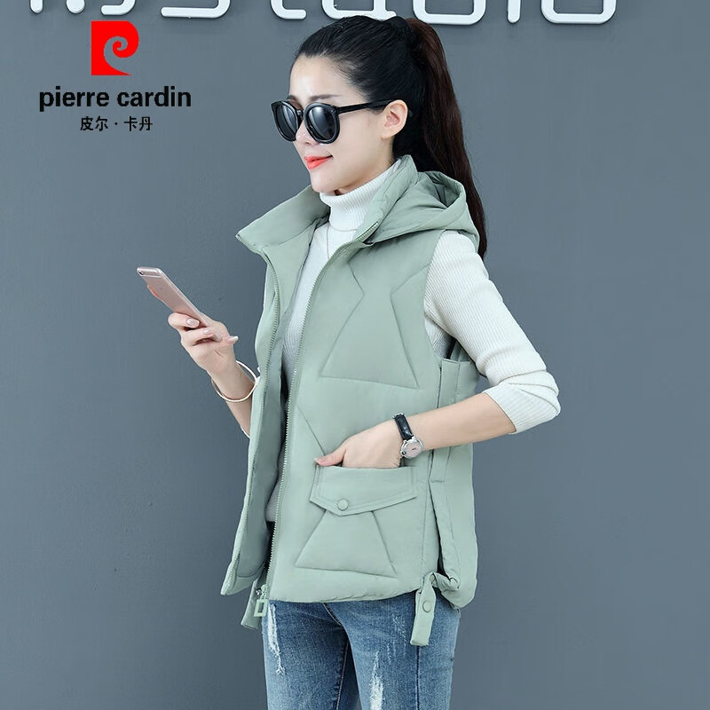 皮尔卡丹（pierre cardin）马夹新款2023韩版羽绒棉马甲女外穿冬季修身短款棉坎肩背心外套 浅绿色 3XL 140-160斤属于什么档次？