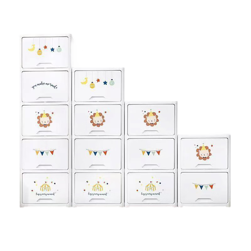 也雅（Yeya） 嬰兒衣服收納柜塑料兒童衣柜寶寶玩具儲物柜翻蓋式柜子置物柜 2層-（熱銷(xiāo)）童話(huà)派對圖案