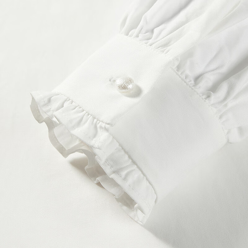 乐町【商场同款】乐町可爱雪纺衫女冬双层娃娃领领精致上衣C1CDF4607 奶油米(现货) M