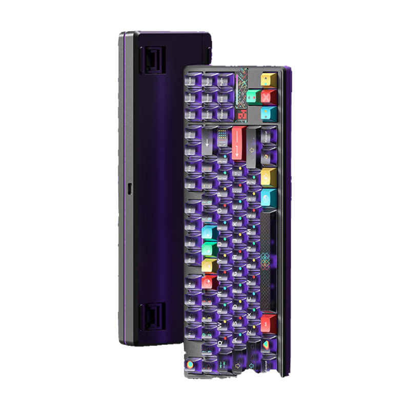 狼蛛（AULA）F87ProV2客制化无线机械键盘电竞游戏专用  蓝牙/2.4G/有线三模连接全键热插拔gasket结构办公键盘 F87ProV2超神版【流星冰淇淋轴】黑雾透热升华