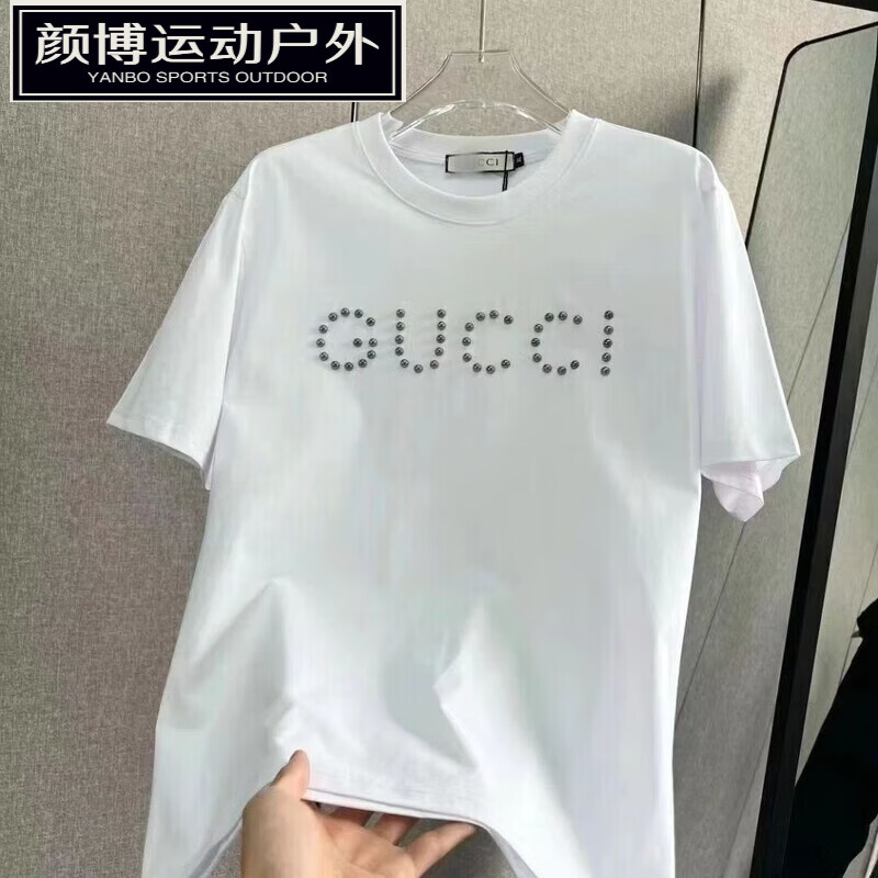 嬅欣苏6衣服精神小伙短袖t恤男2024夏季新款时尚烫钻苏六男士高端 黑色高质量铆钉烫钻 M 80-90斤