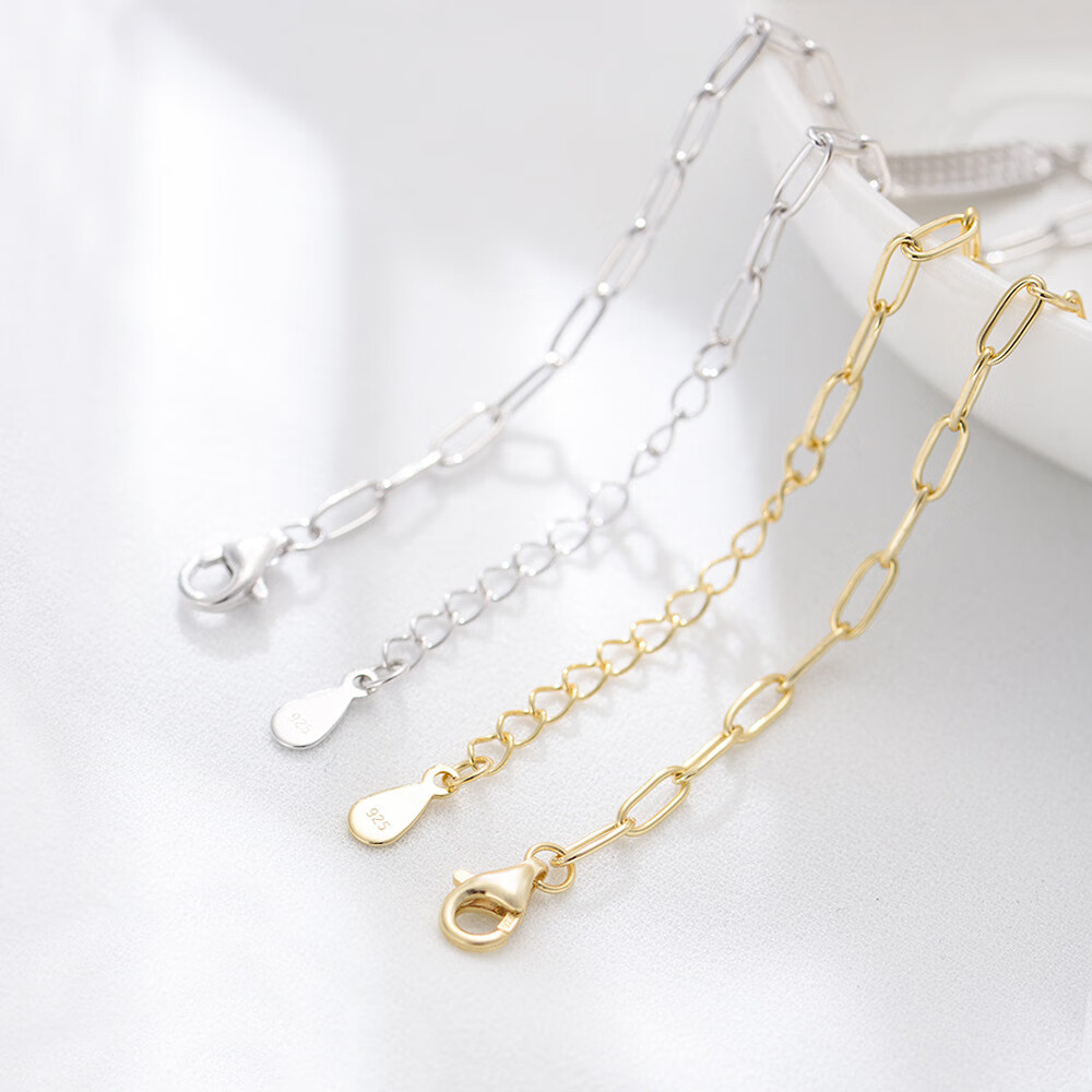 欧美ins简约气质百搭s925微镶锆石手链设计感小众轻奢银手饰 白色 925银