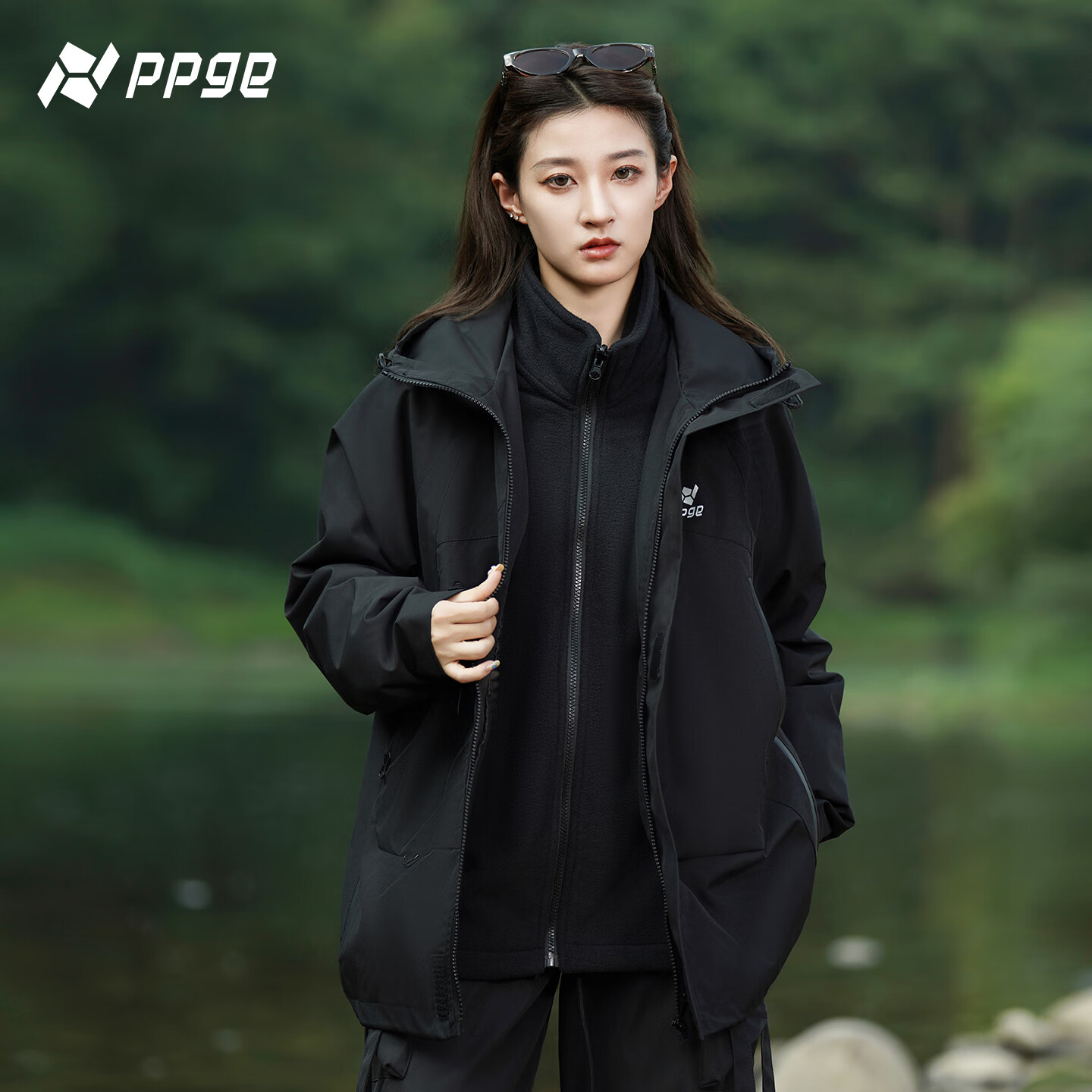 PPGE麒麟三合一冲锋夹克防风防泼水本命年骐骥红衣服男女同款夹克外套 翅鸢黑三合一 XL