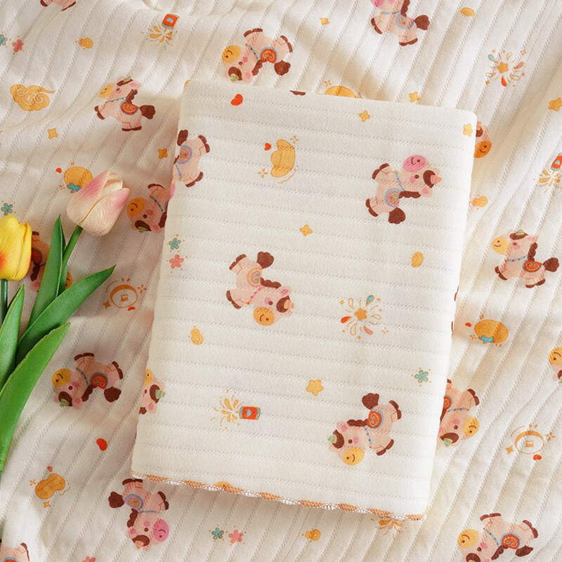 boxbaby婴儿包单初生宝宝产房纯棉襁褓裹布包巾包被春夏薄款新生儿用品 【双层夹棉款】元宝小马（85*85cm） 京东折扣/优惠券