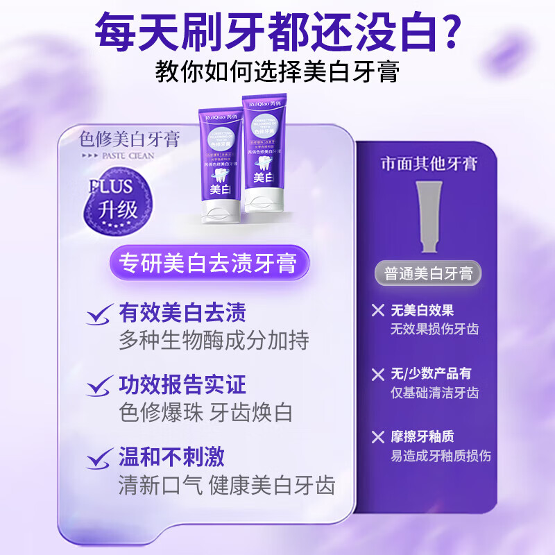 芮俏色修爆珠紫管牙膏美白护龈日常护理 [热卖]美白牙膏100g*1盒