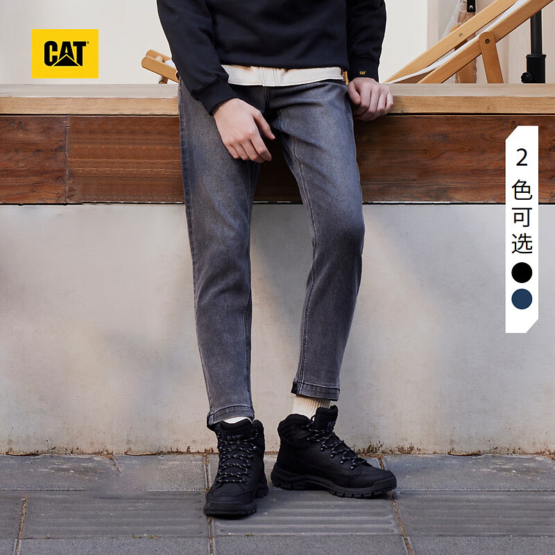 CAT卡特新品男士户外休闲经典收脚口休闲百搭牛仔裤轻户外 黑色 32
