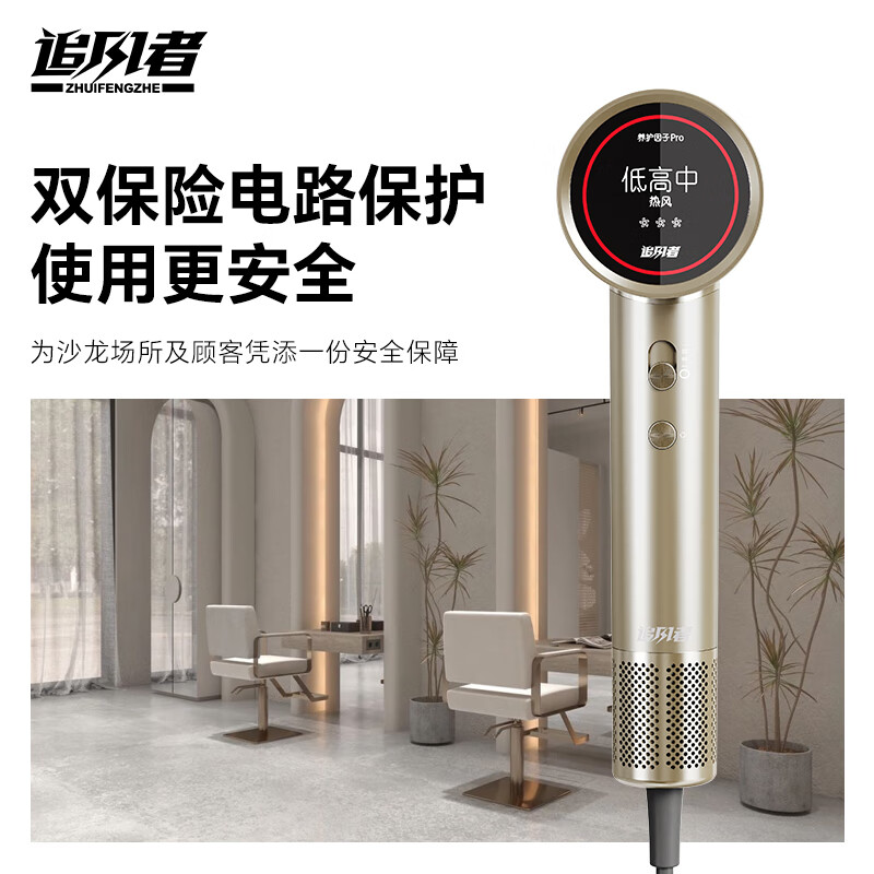 追风者大功率电吹风 家用理发店发廊专用吹风筒 负离子高速护发吹风机 国家补贴 生日礼物 金的好