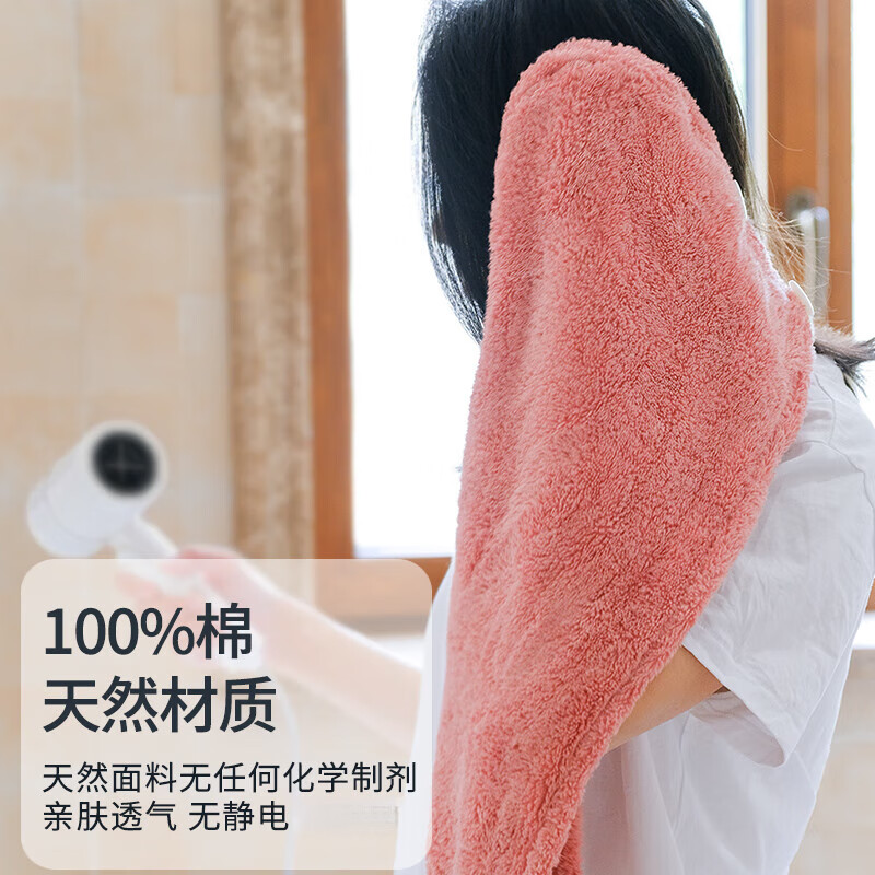 浅野（air kaol）干发帽女洗澡浴帽【日本进口】纯棉吸水成人儿童加厚干发巾礼盒 双扣抗菌A类 海蓝色1件