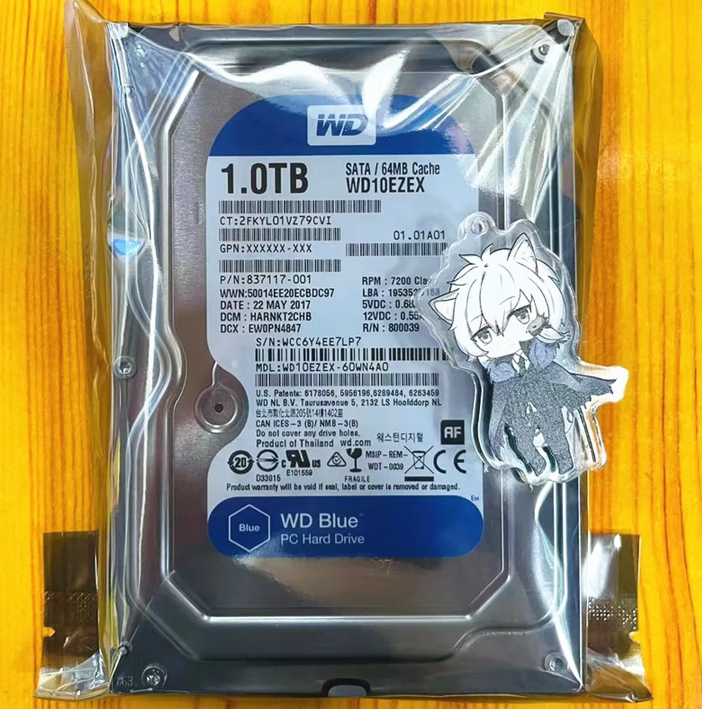 西部数据（WD）WD10EZEX 1T台式机机械硬盘7200转64M单碟蓝盘SATA3