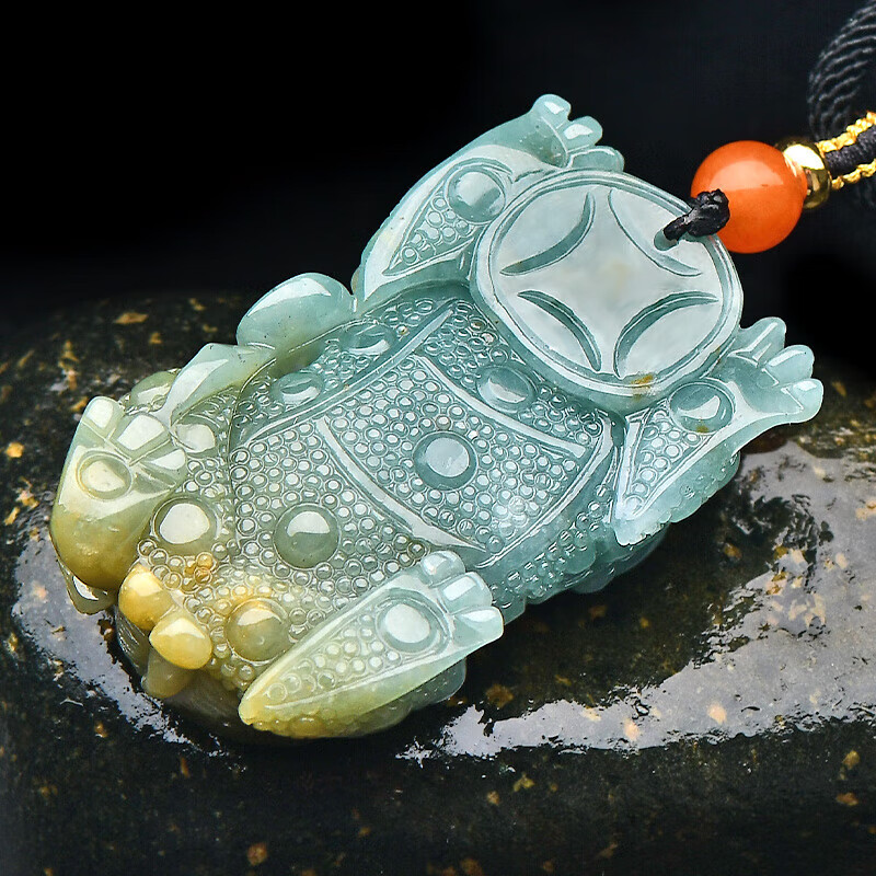 神翠鸟女神节好礼翡翠貔貅吊坠 男士飘黄翡玉貔貅玉石玉坠挂件配绳子 款十 QYF3866q