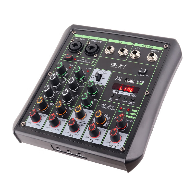 gjk直播錄音調(diào)音臺分軌錄音四路otg數(shù)字小型薩克斯混音器聲卡一體 R4-FX6