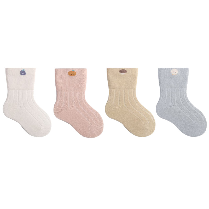 貝肽斯兒童襪子春秋棉質(zhì)新生兒寶寶秋冬季男童女童中筒襪精選 白色+粉色+黃色+藍(lán)色 4雙 M碼 1-3歲
