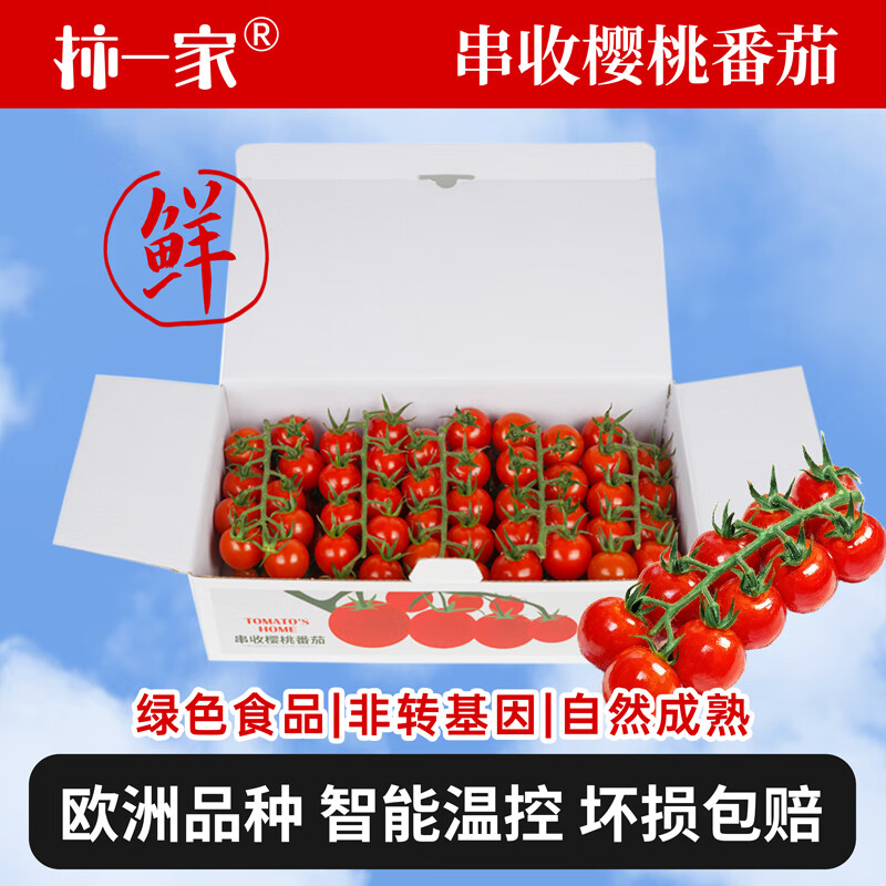 柿一家串收樱桃小番茄1kg/箱新鲜办公室水果零食可生吃小西红柿圣女果 红番茄【到手2盒+送手提袋】 2kg