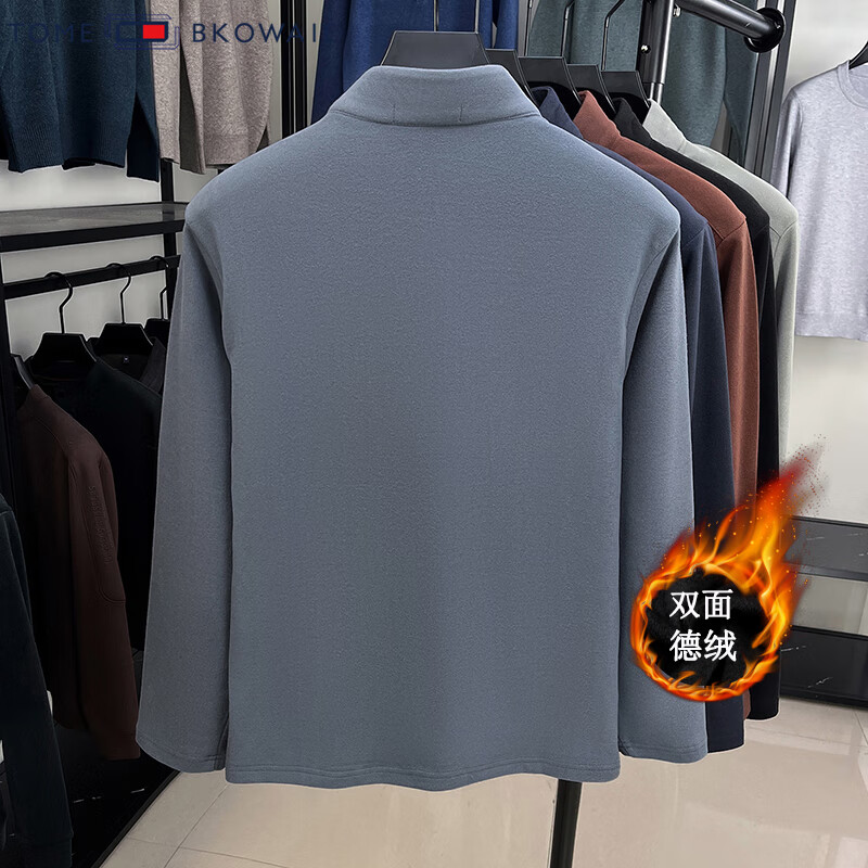 汤米芙兰可拉链德绒卫衣男2025冬季新款加厚保暖潮流时尚休闲男士上衣 豆绿色 M （建议100-120斤）