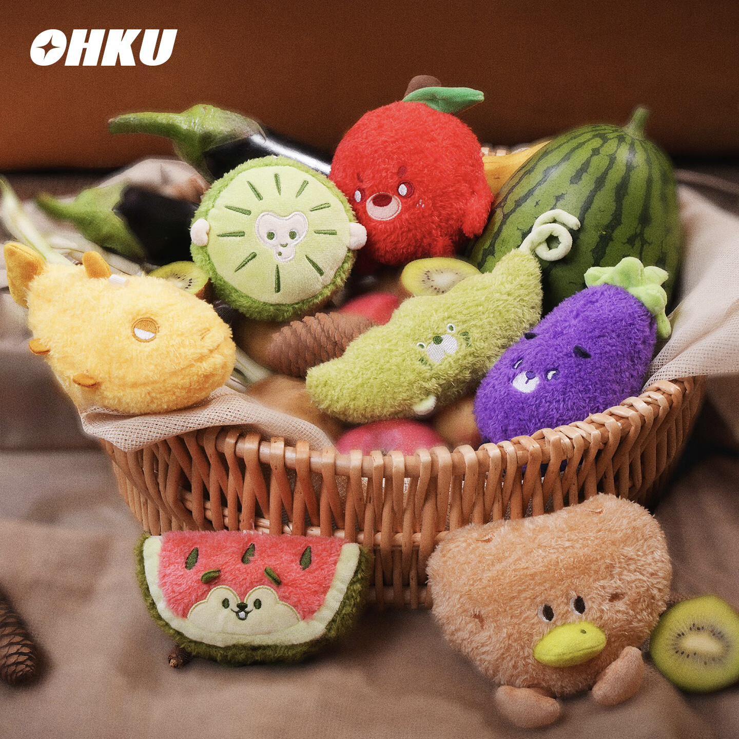 OHKU 萌物星球蔬果动物系列毛绒挂件盲盒玩具礼物摆件 随机1个 不支持7天无理由退货退款