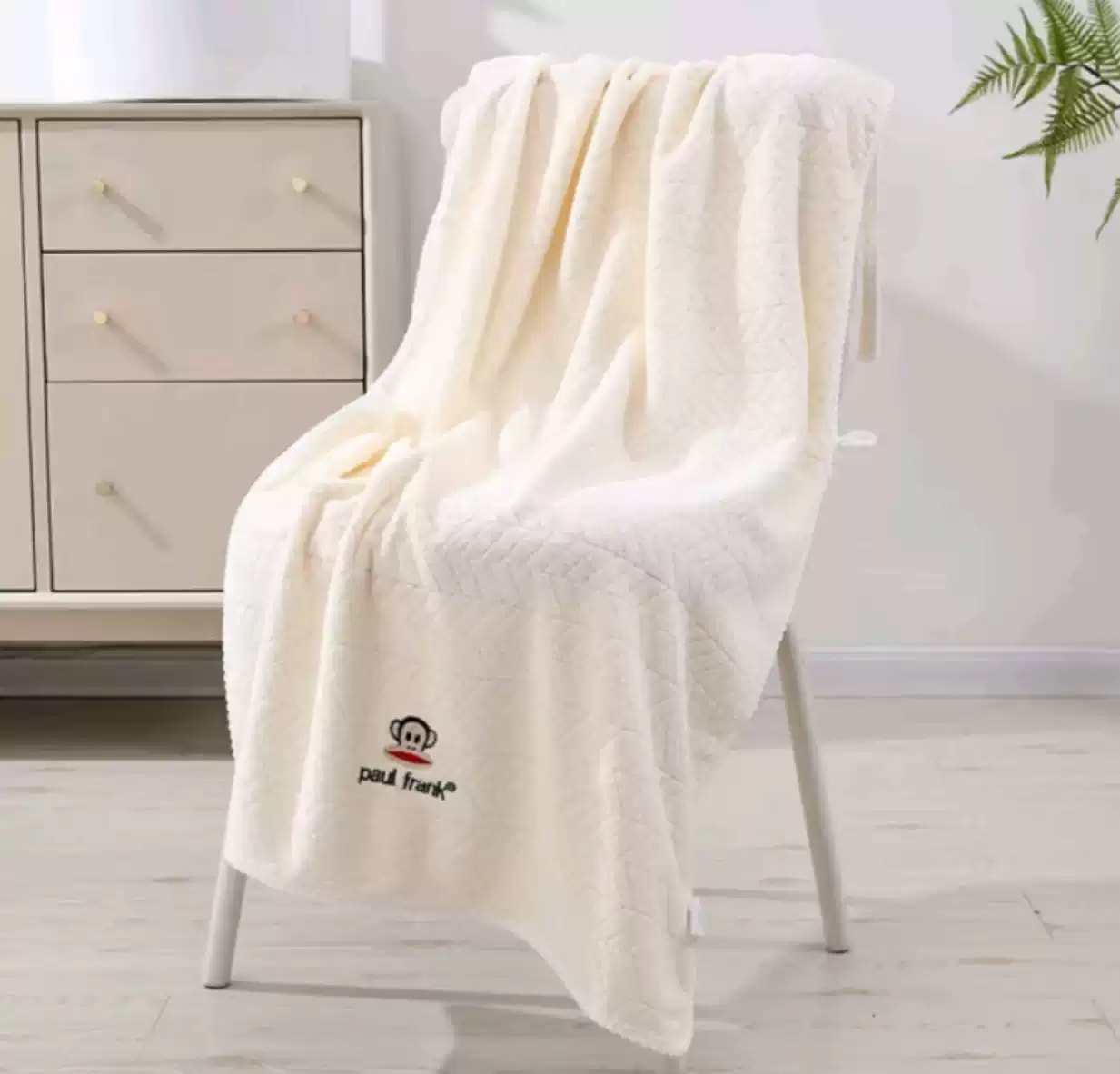 唯品安（无）7A抗菌正品加厚绒卡通浴巾家用男女洗澡裹身柔软吸水不掉毛 猴浴巾7A抗菌白色1条70*130