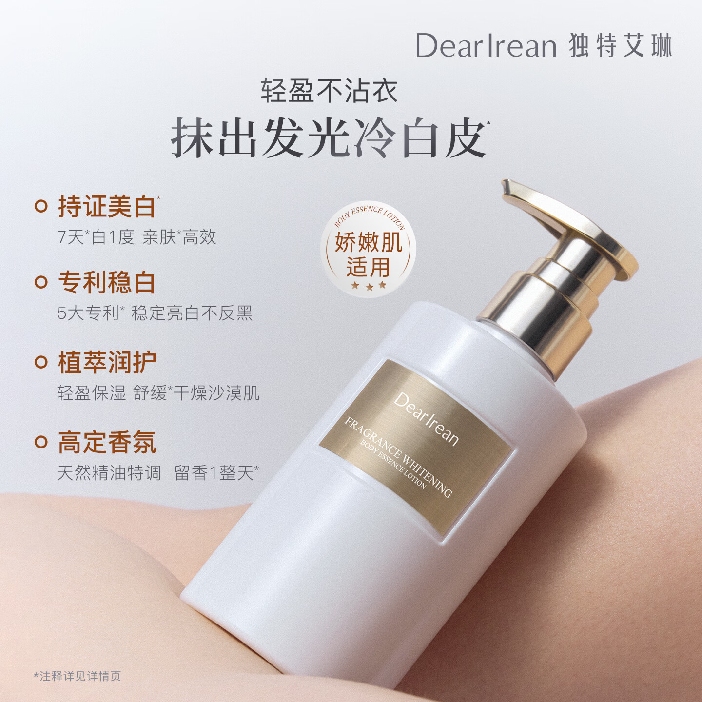 独特艾琳【明星推荐】香氛美白身体乳皮肤干燥止痒保湿补水滋润持久留香 【美白升级款】浮靡之水-明媚花香调 250ml