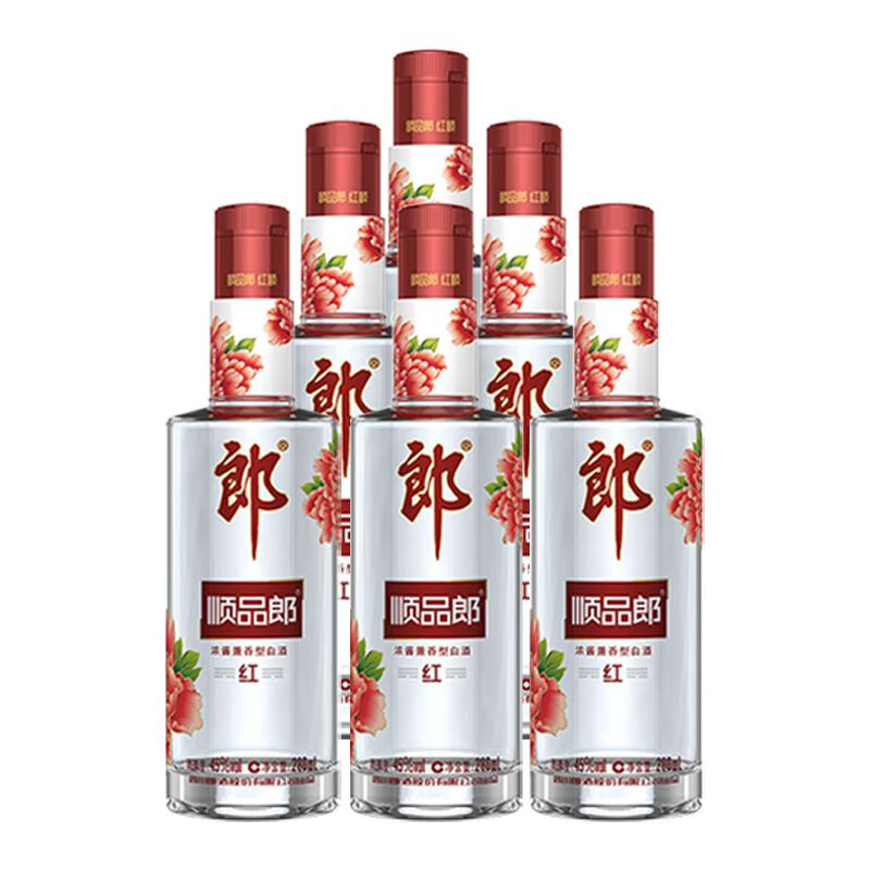 郎酒顺品郎红顺 白酒 兼香 45度 480ml*6 非原箱装 纯粮光瓶