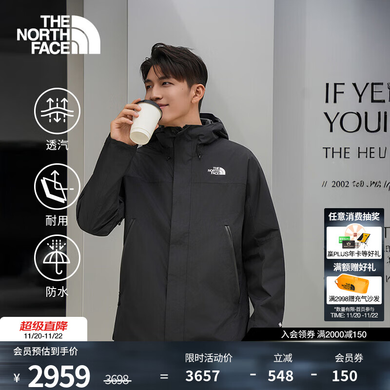 北面（The North Face）【李昀锐同款】三合一冲锋衣男Blizzard抓绒GTX防水25秋冬|8DRF JK3/宇宙黑 XL/180
