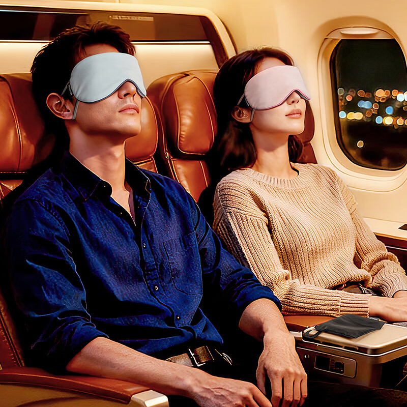 YIPINU【7A抗菌】眼罩睡觉专用遮光男女挂耳式居家旅行办公午睡遮光眼罩 蓝色-温凉双面-0压感-7A抗菌遮光眼罩 均码-轻柔弹力 挂不勒耳