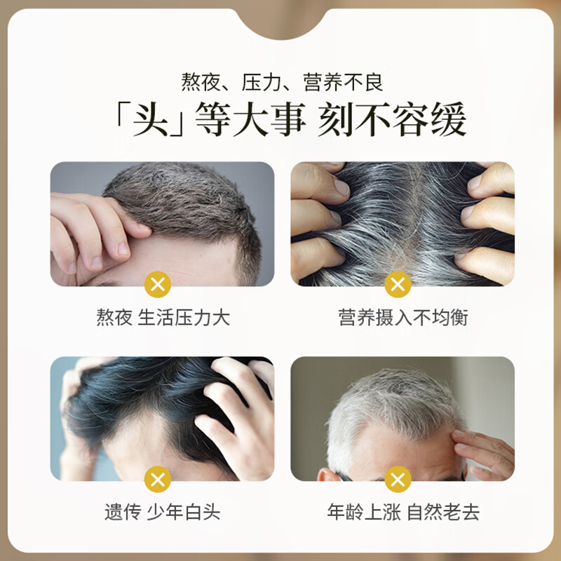 Element Plus【全网热销100万】进口黑发胶囊生物素酪氨酸根源内调白头发转黑 买三送一【满头黑发】95%的客户选择