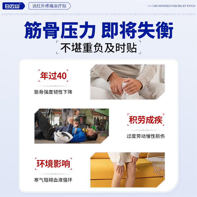 白云山膝盖贴远红外膝盖热敷贴膝盖疼痛关节炎滑膜炎专用膏贴半月板腿疼 【走路膝盖痛选择】2盒装 医械认证&膝盖专用疼痛治疗贴&多地次日达