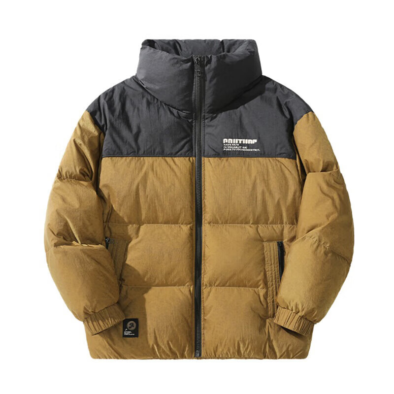 邦约恋人美式复古潮牌拼色羽绒服男2025冬季新款高充绒加厚保暖外套情侣款 珊瑚绿 GY7253 2XL 建议体重 166-185斤