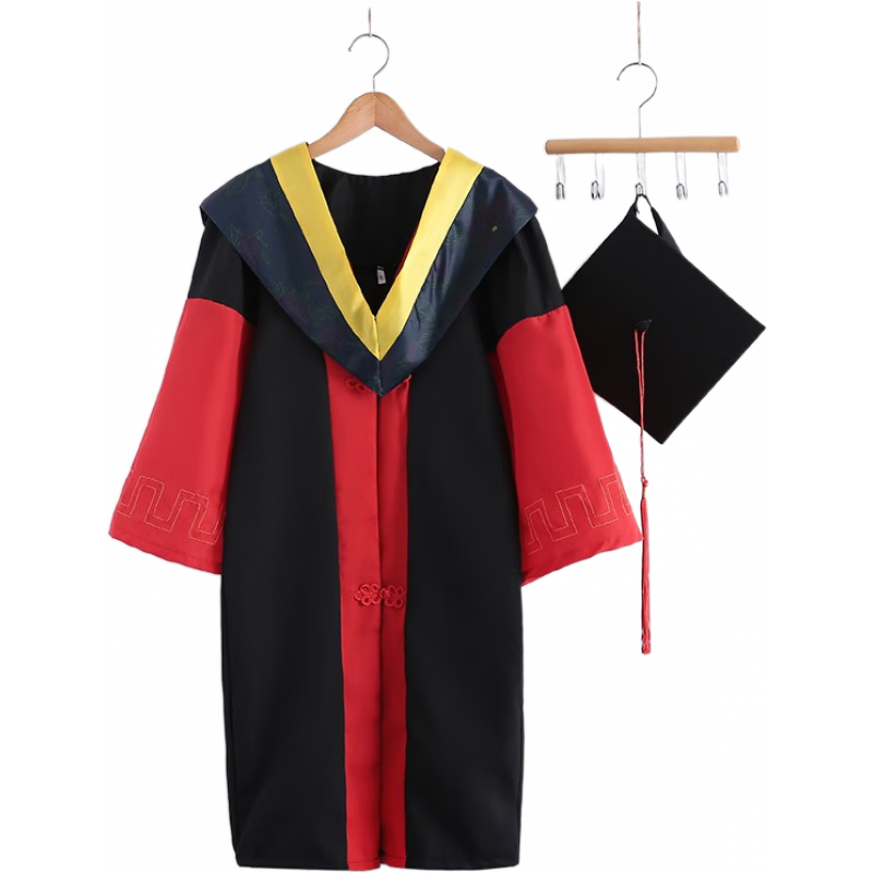 帝行(DIXING)新款學(xué)士服畢業(yè)禮服大學(xué)生男女班服學(xué)院風(fēng)文理工科學(xué)位博士服 博士服款工科(黃色) S (建議身高165以下)