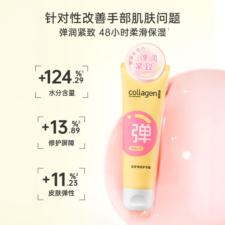 屈臣氏(Watsons)送女生礼物骨胶原护手霜 润肤粗糙 干裂 保湿 滋润 多包装随机发 【全新升级】胶原弹润护手霜 80g *4支