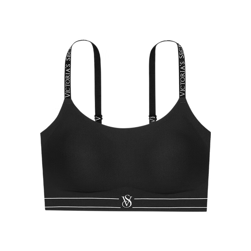 维密果冻条背心式运动内衣软支撑字母肩带彩色可外穿无痕文胸女 54a2黑曜石-vs标 L (l/xl)