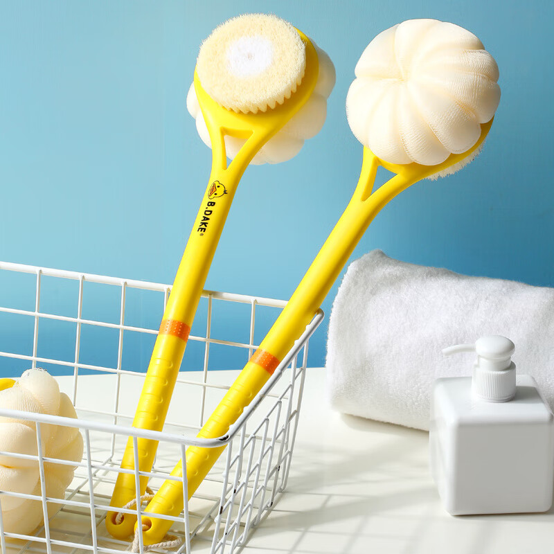 兮儿搓澡洗澡刷子后背带浴花球刷长柄搓泥软毛沐浴刷搓背搓澡巾家用 加长防滑手柄【双面浴刷1个装】