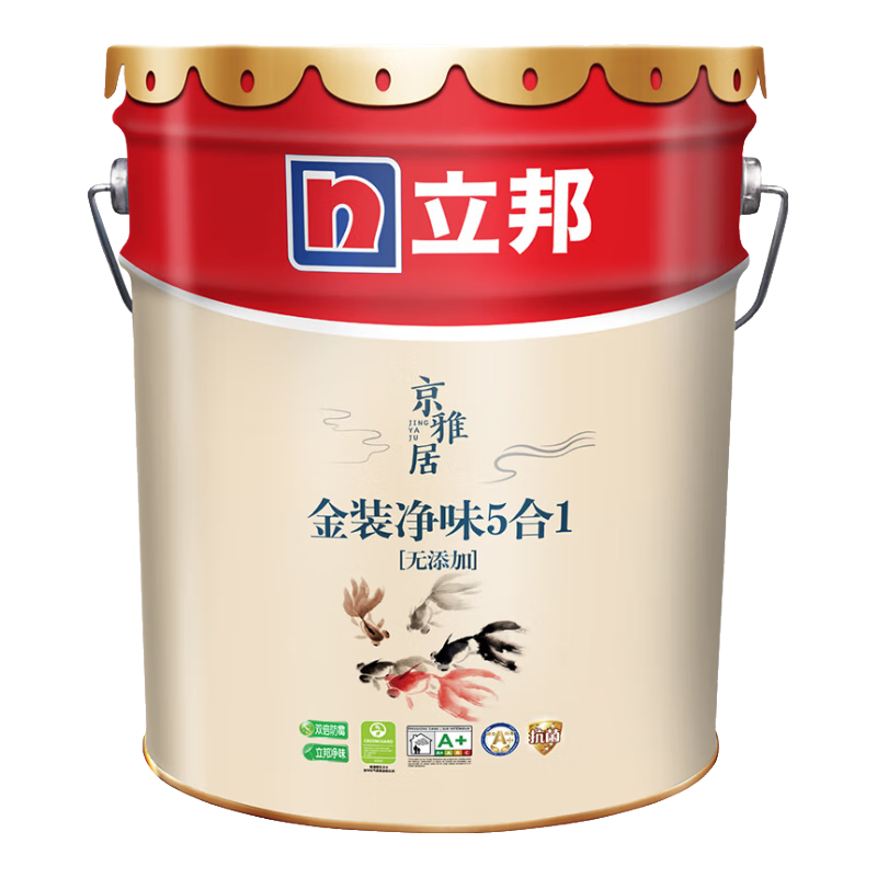 立邦乳胶漆金装净味五合一油漆无添加环保墙面漆内墙室内涂料京雅居 【竹炭净味】18L 面漆 免费调色